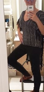 Black and white ethnic blouse poncho